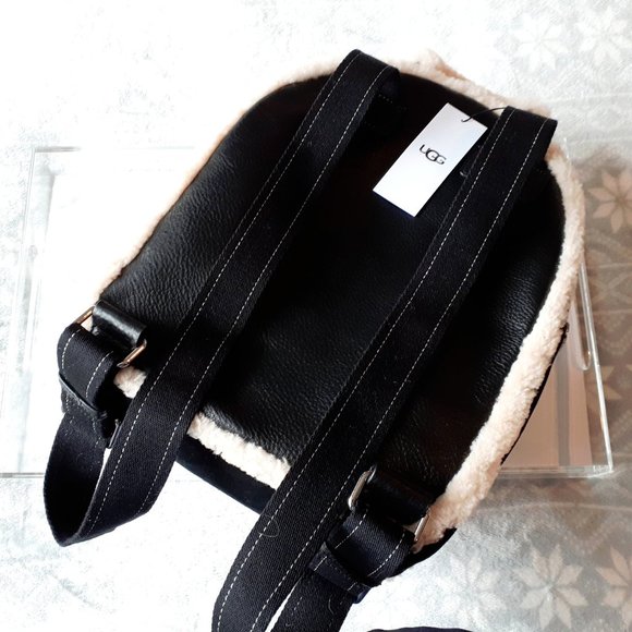 UGG sheepskin black cream backpack handbag - Picture 4 of 14